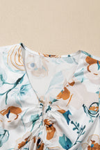 Floral Puff Sleeve V-Neck Babydoll Blouse