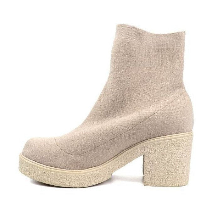 Womens Sock High Bootie Mid-Calf Boots - VacationGrabs