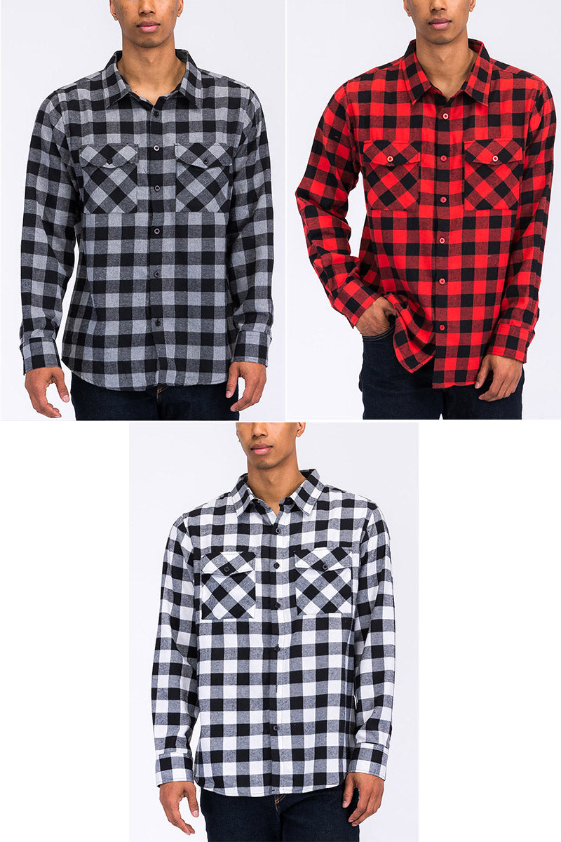 Men's Brushed Flannel Shirt – Cotton Blend