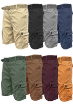 Men's Belted Cargo Shorts with Button Waist