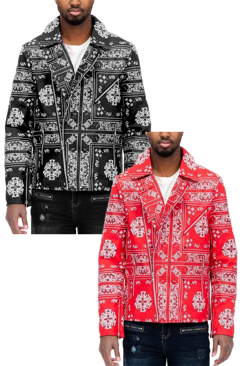 Bandana Leather Jacket – Full Zip with Chest Pocket