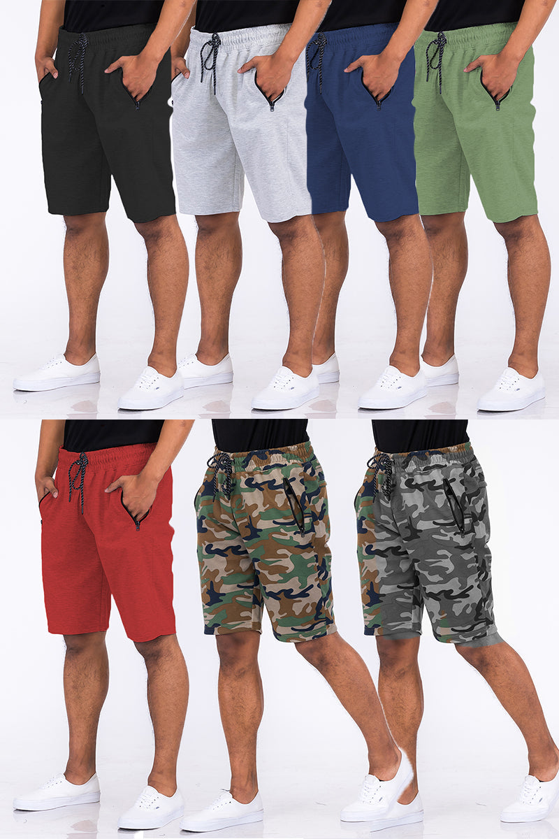 Heathered Cotton Blend Shorts with Drawstring Waist