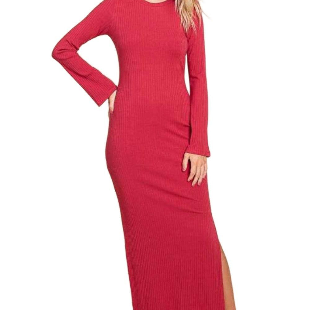Women's Dresses Culture Code Full Size Round Neck Bodycon Bell Maxi Dress