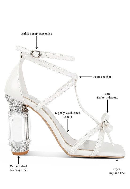 Women's Shoes - Heels Affluence T Strap Stone Encrusted Heeled Sandal