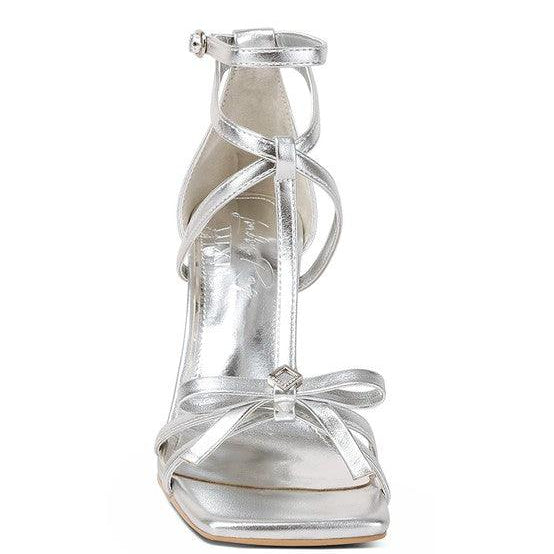 Women's Shoes - Heels Affluence T Strap Stone Encrusted Heeled Sandal