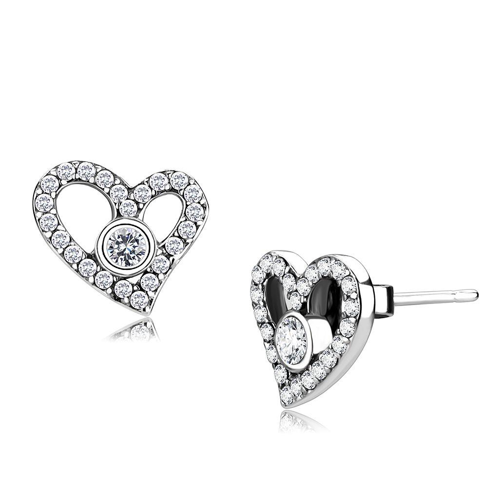 Women's heart-shaped earrings, silver, affordable and vacation quality