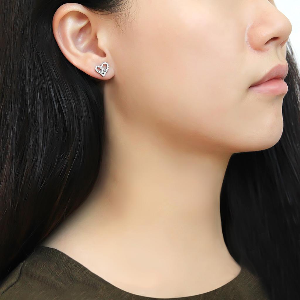 Women's heart-shaped earrings, silver, affordable and vacation quality