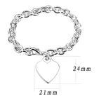 Silver chain bracelet with heart charm, affordable and vacation quality