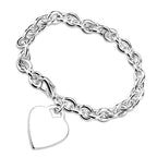 women's silver chain bracelet with heart charm, affordable and vacation quality