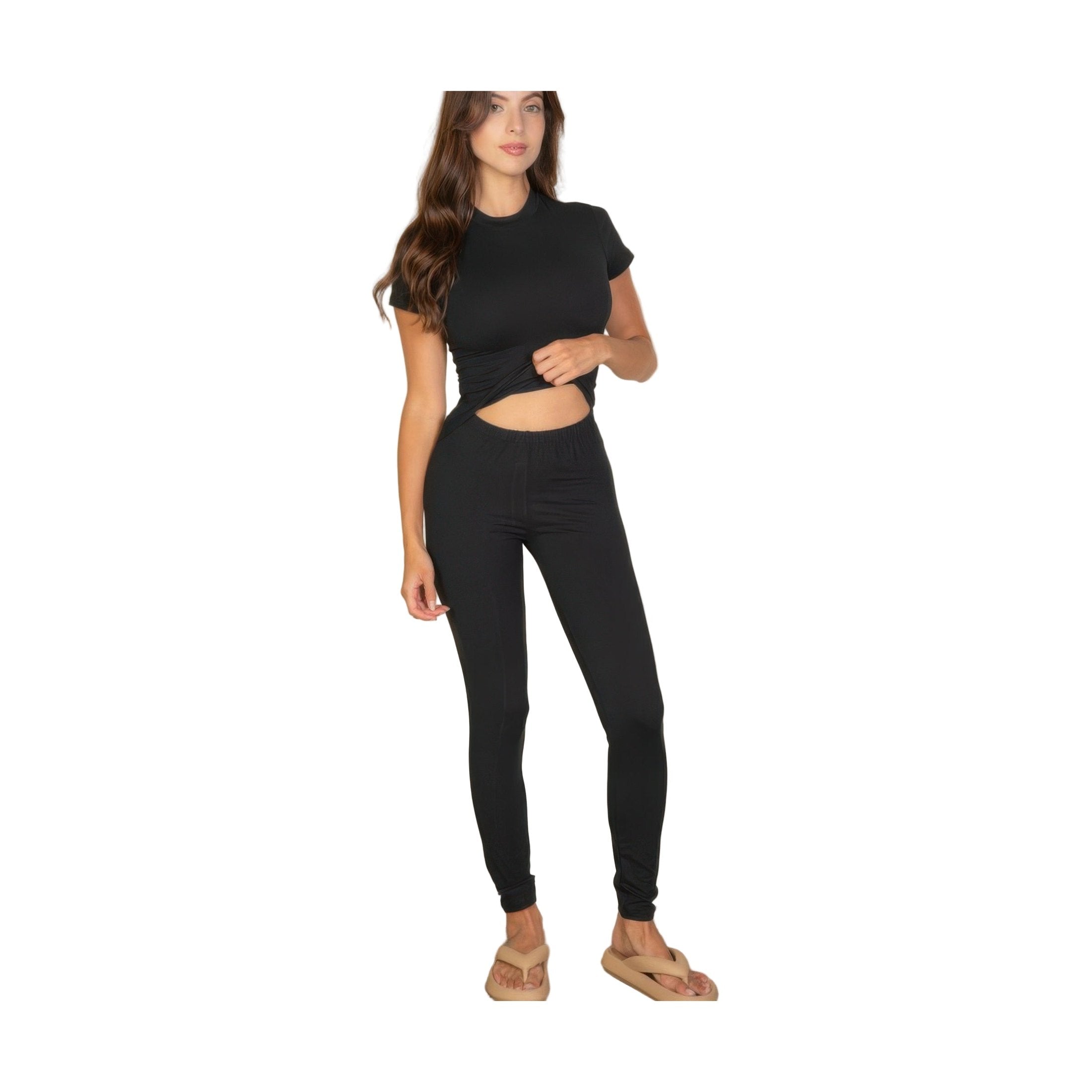 VacationGrabs Women's Black Leggings, perfect affordable leggings for vacation with a stylish cutout design