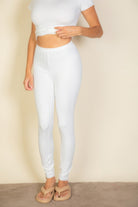 VacationGrabs Women's White Leggings - Affordable leggings for vacation with a comfortable fit