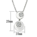 Affordable rhodium jewelry gift necklace featuring two circular pendants with sparkling accents