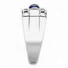 Affordable stainless steel rings with a sleek design and central blue stone for stylish men's jewelry