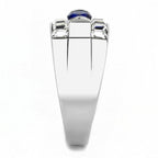 Affordable stainless steel rings with a sleek design and central blue stone for stylish men's jewelry