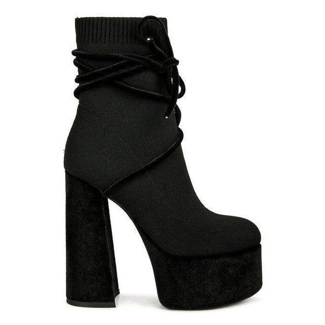 After Pay High Heeled Velvet Knitted Boot - VacationGrabs