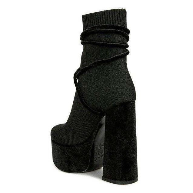 After Pay High Heeled Velvet Knitted Boot - VacationGrabs
