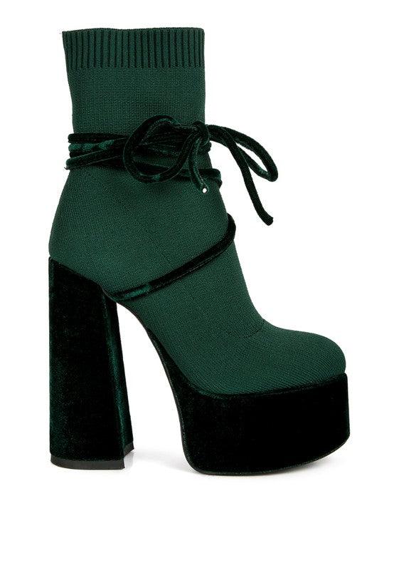 Women's Shoes - Boots After Pay High Heeled Velvet Knitted Boot