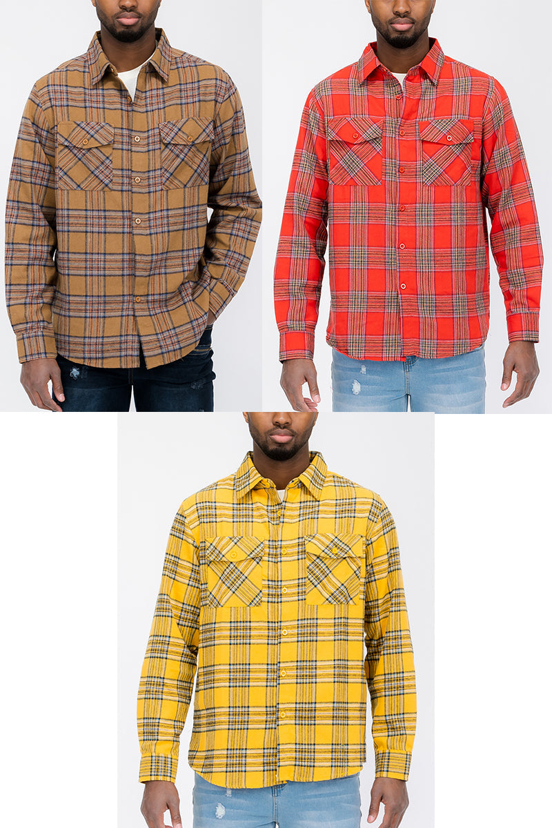 Men's Brushed Flannel Shirt – Cotton Blend