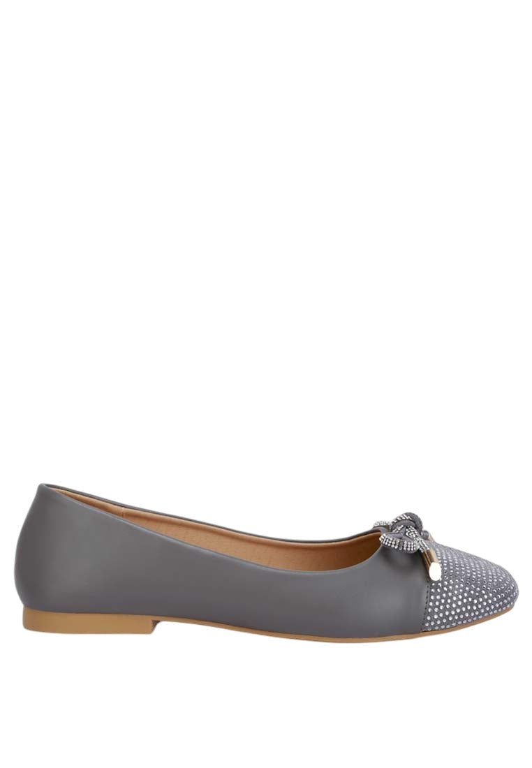 Aine Rhinestones Embellished Toe Cap Ballerinas