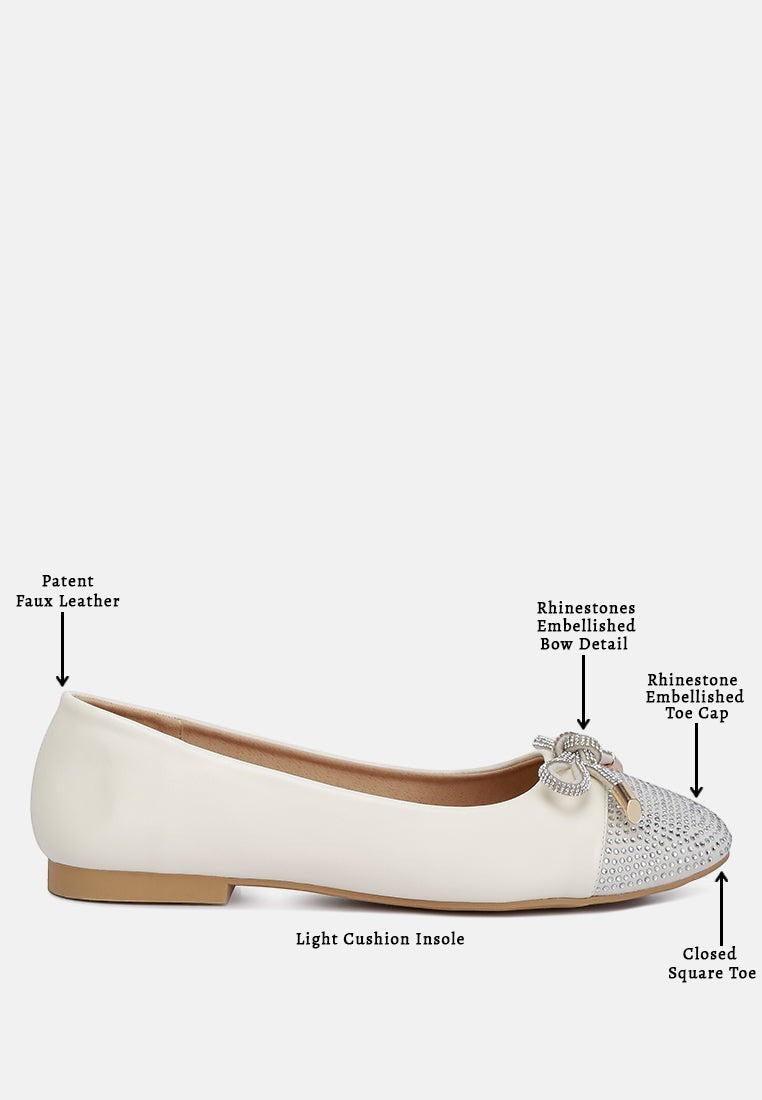 Aine Rhinestones Embellished Toe Cap Ballerinas