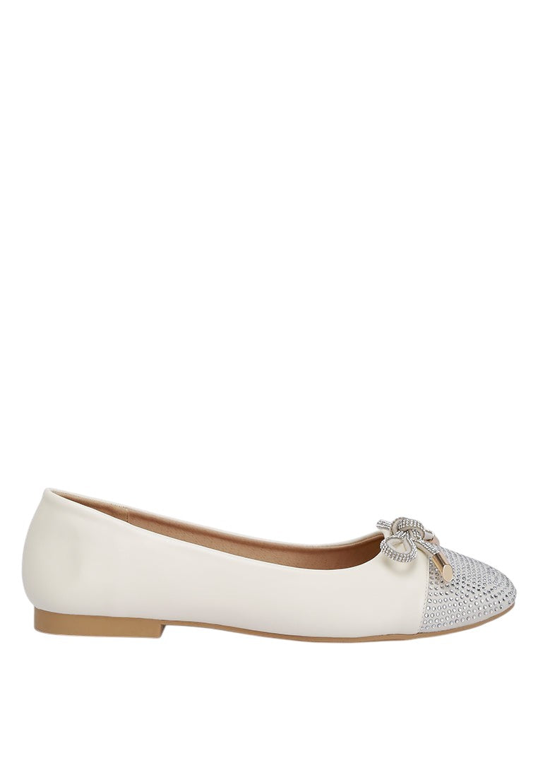 Aine Rhinestones Embellished Toe Cap Ballerinas