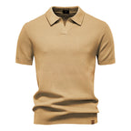 Men's short sleeve polo's in tan, breathable fabric for casual wear