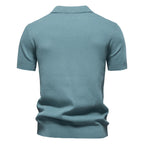 Men's short sleeve polo's in teal color, breathable cotton for casual outings