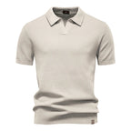 Men's short sleeve polo's in light gray, comfortable knit fabric for casual outings