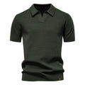 Men's short sleeve polo's in green, breathable knit fabric for casual wear