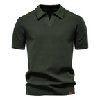 Men's short sleeve polo's in green, breathable knit fabric for casual wear