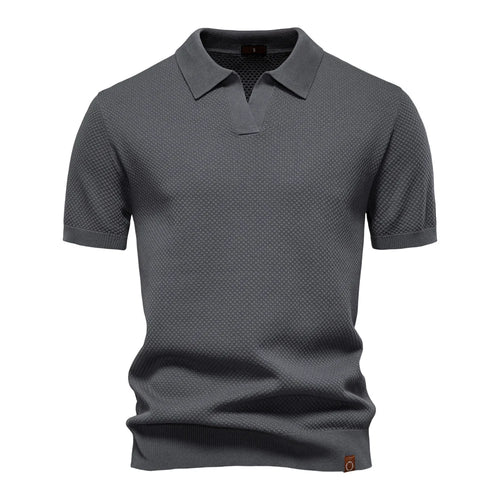Men's gray polo shirt, breathable fabric for casual wear