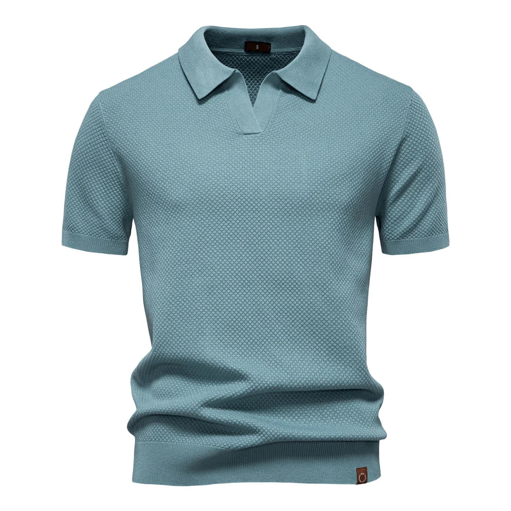 Men's light blue shirt and polo, breathable cotton for casual wear
