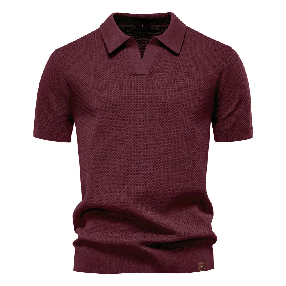 Men's burgundy polo shirt, breathable fabric for casual outings