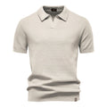 Men's beige polo shirt, lightweight cotton, perfect for casual outings