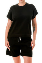 Women's Activewear Air Cotton Monochrome Tee And Shorts Set