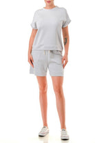 Women's Activewear Air Cotton Monochrome Tee And Shorts Set