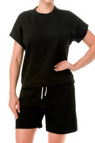 Women's Activewear Air Cotton Monochrome Tee And Shorts Set