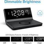 Jupiter Gear black digital alarm for clock with adjustable brightness and wireless charging