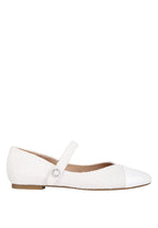 Albi Patent Toe Cap Tweed Mary Janes In White