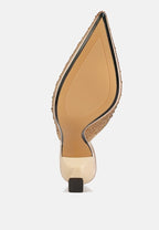 Aldora Rhinestones Embellished Satin Mules