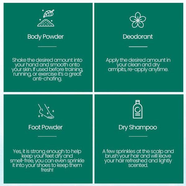 Travel Essentials - Toiletries All-Natural Body Powder Eco-Friendly