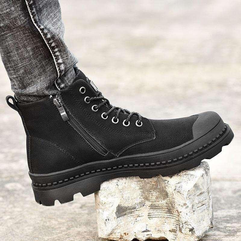 Men's Shoes - Boots Mens Leather Rubber Walking Boots
