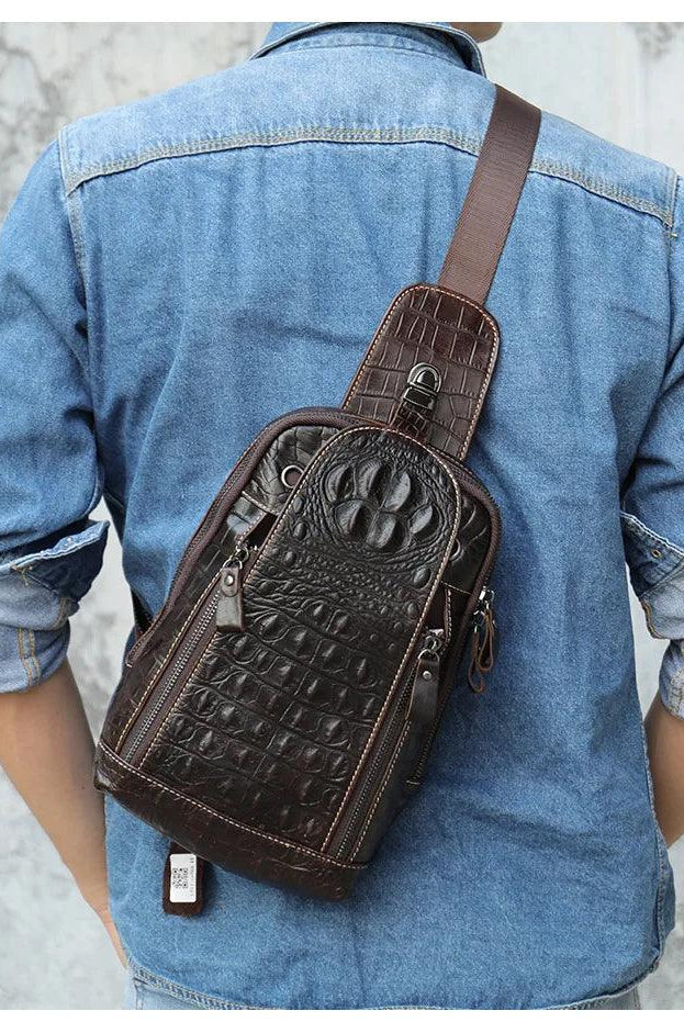 Luggage & Bags - Shoulder/Messenger Bags Alligator Pattern Style Leather Crossbody Bag Single Shoulder Strap