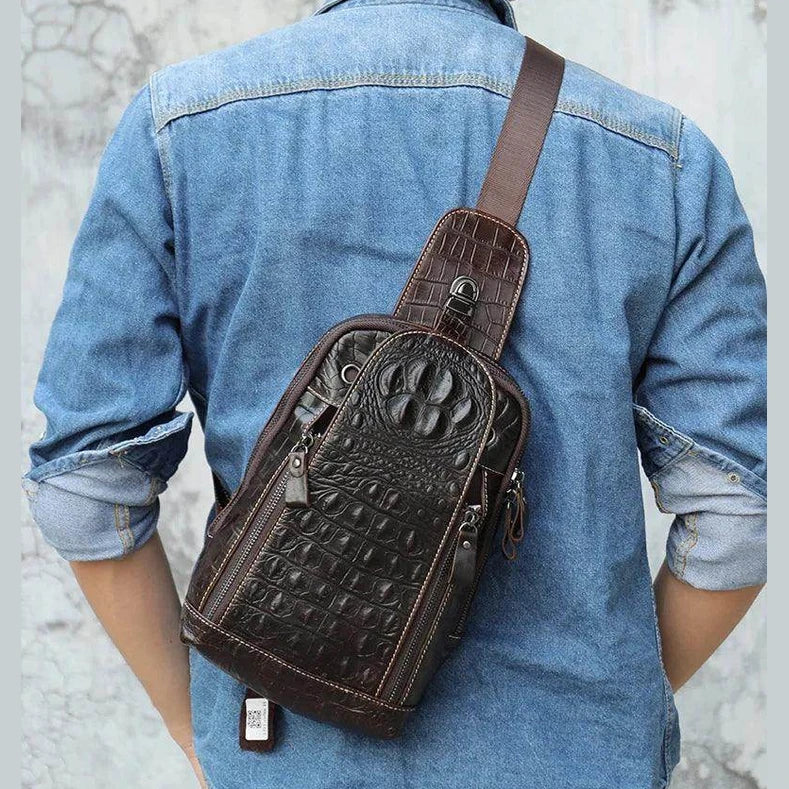 Alligator Pattern Style Leather Crossbody Bag Single - VacationGrabs