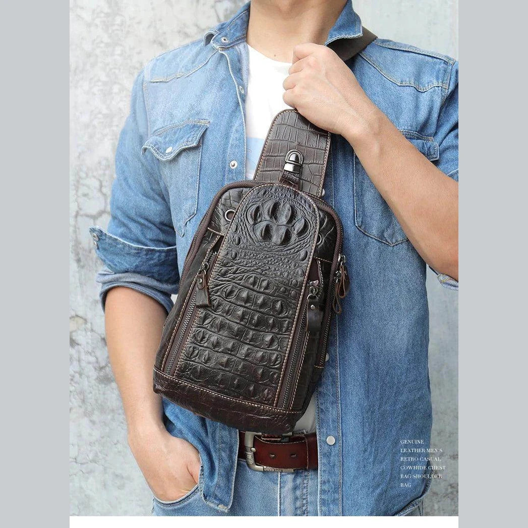 Alligator Pattern Style Leather Crossbody Bag Single - VacationGrabs