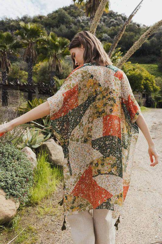 Allover Floral Print Kimono - VacationGrabs
