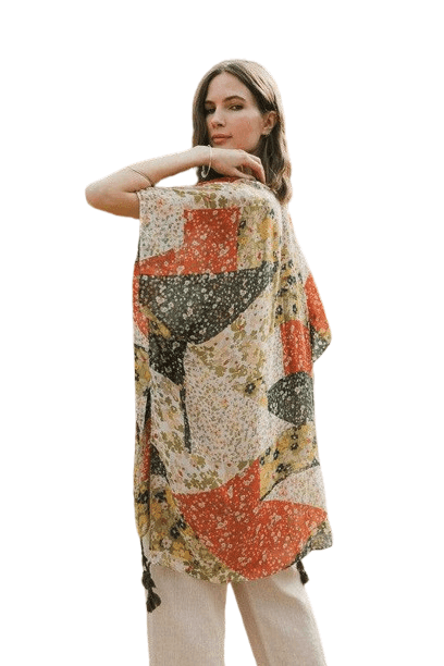 Allover Floral Print Kimono - VacationGrabs