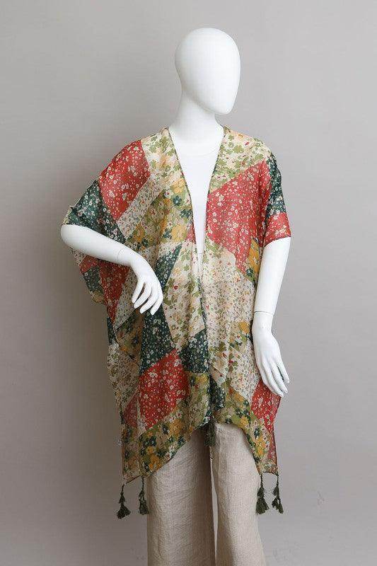 Allover Floral Print Kimono - VacationGrabs