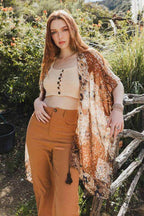 Allover Floral Print Kimono - VacationGrabs
