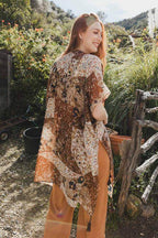 Allover Floral Print Kimono - VacationGrabs
